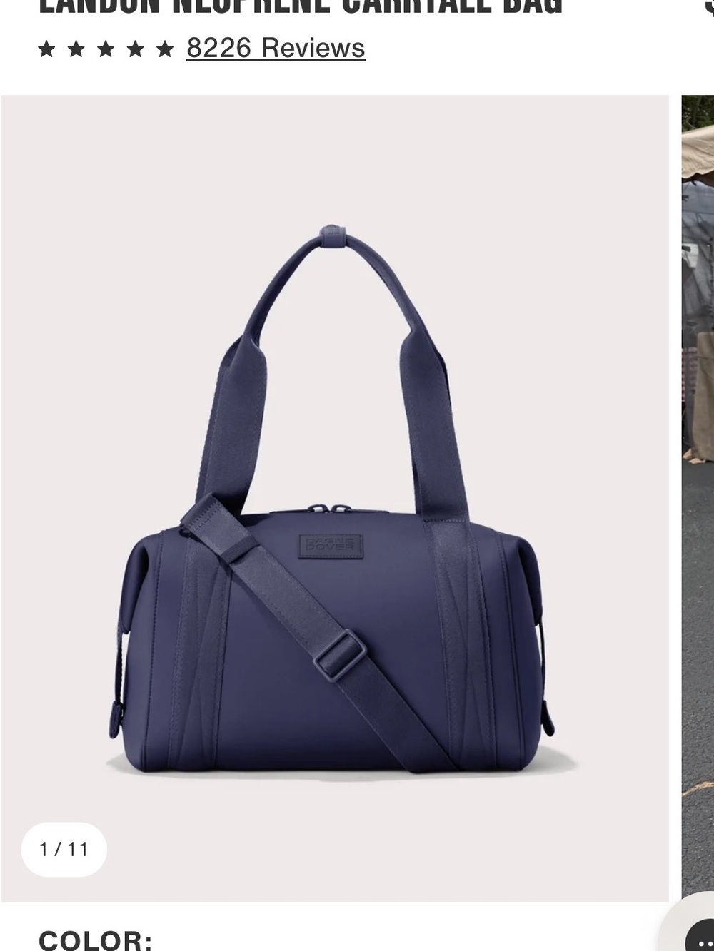 Dagne Dover Navy Neoprene Carryall Duffel